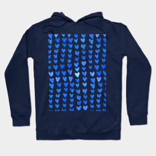 Brush stroke hearts - blue Hoodie